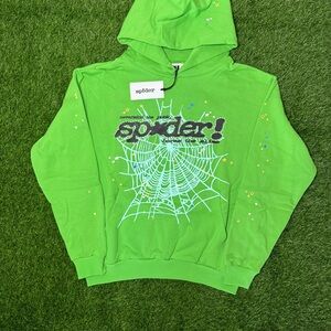 Green spider world wide hoodie